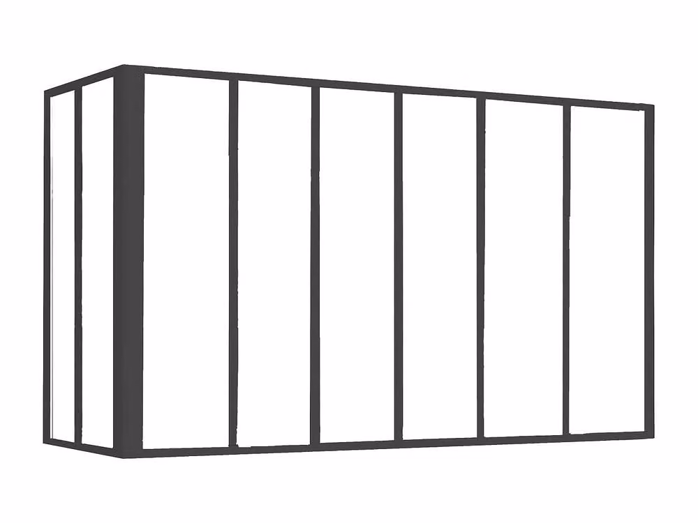 Vente-unique Corner Glass Partition in Black Power-Coated Aluminium, L 180 x W 60 x H 105 cm – 2