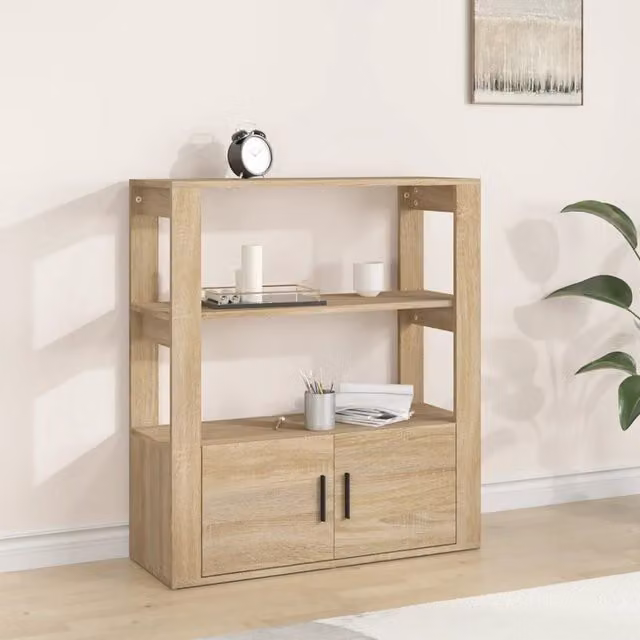 Berkfield Home Sonoma Oak Sideboard in Brown, W/D/H: 80 x 30 x 90 cm