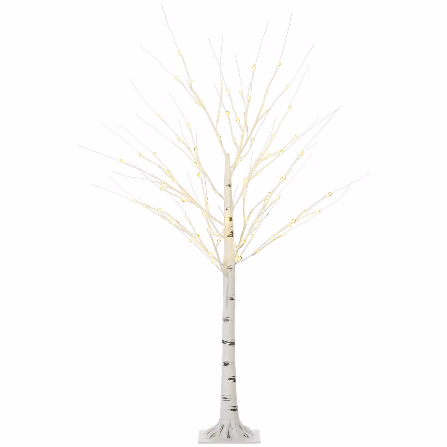 HOMCOM 5ft Artificial White Birch Tree with 96 Lights in White, Height: 152.4 cm – 2