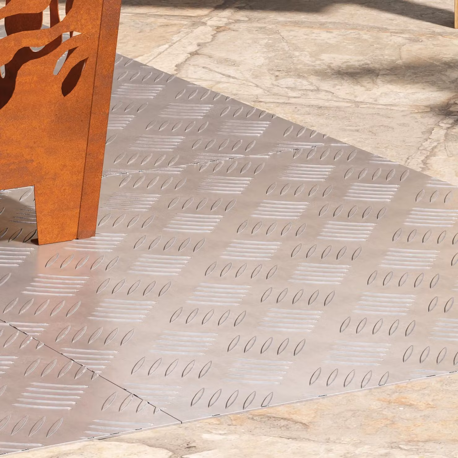 Berkfield Home Anti-Slip Aluminium Checker Plate Sheets, 4 Pieces, Silver, W: 60 cm, D: 50 cm – 1