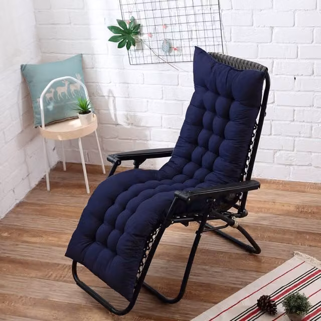 Livingandhome Blue Breathable Cotton Plain Recliner Cushion