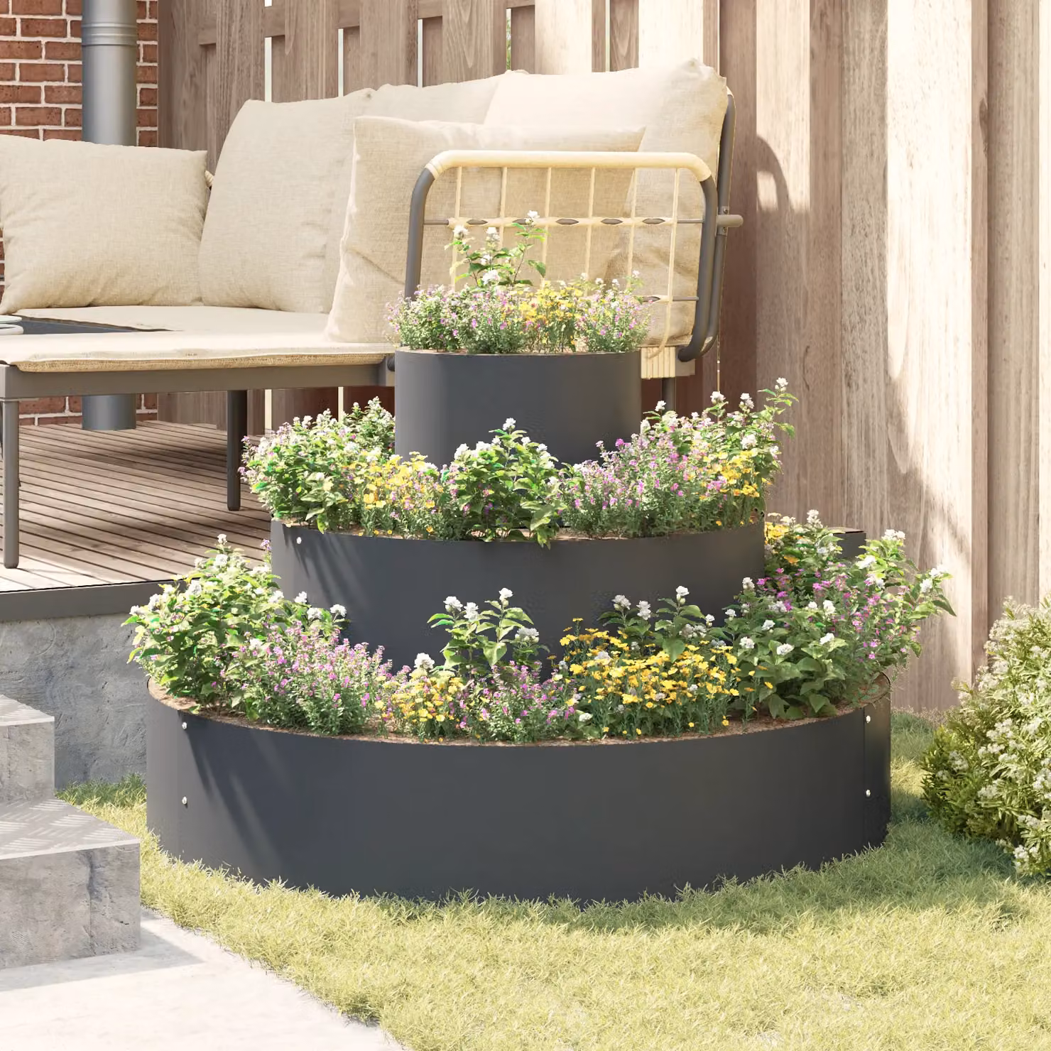 Berkfield Home Anthracite Steel Metal Planter Tub – 4