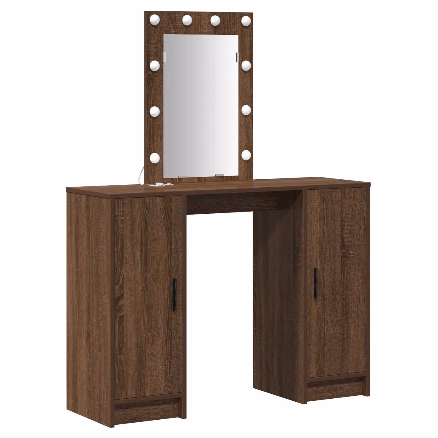 Berkfield Home Brown Oak Dressing Table with Hollywood LED Lights, W/D/H: 102 x 33 x 135 cm – 2