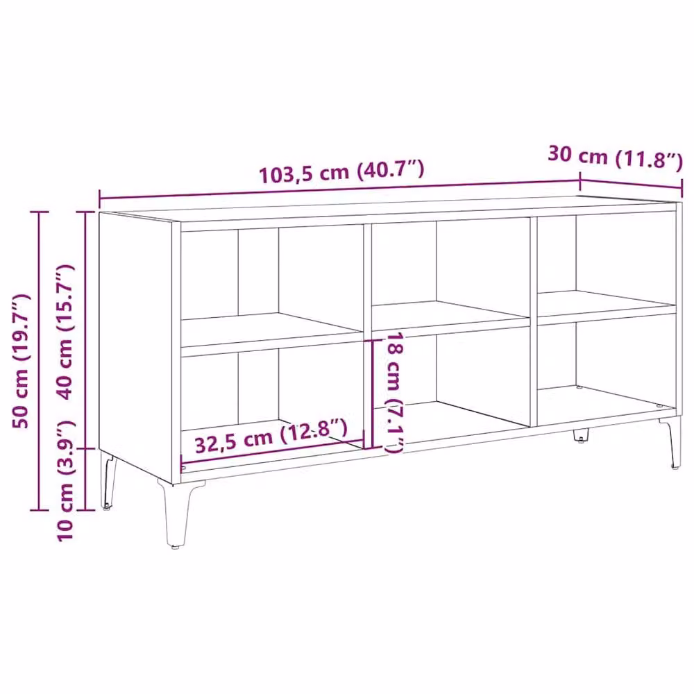 Berkfield Home Old Wood Rustic TV Stand in Brown with Media Compartments and Metal Accents – 8