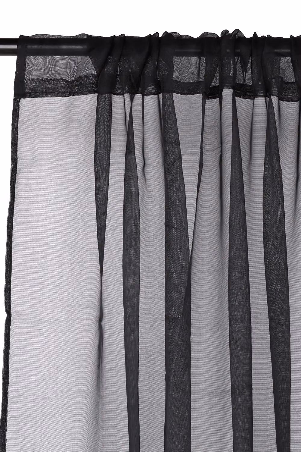 Neel Blue Semi-Transparent Voile Curtain Pair in Black, 2 Panels, Width: 142 cm, Drop: 137 cm – 2