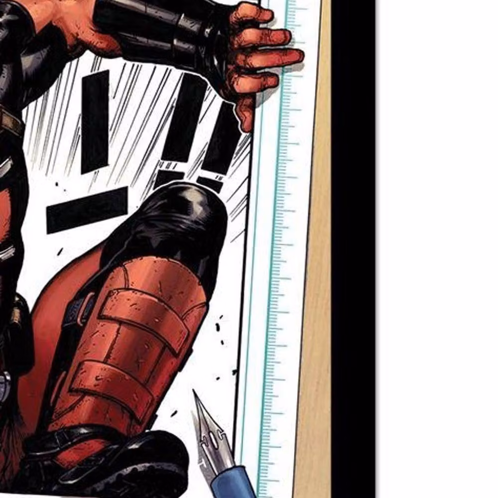 Deadpool Comic Illustration Framed Paper Poster in Black and Red – 2