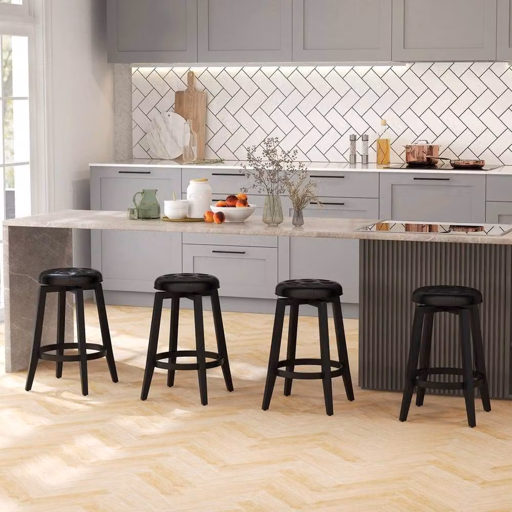 VOGREX Upholstered Counter Height Bar Stool in Black – 4