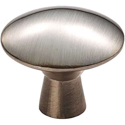 Loops Disc Shaped Cabinet Door Knob on Tapered Stem, 27mm Diameter, Brushed Silver – 1