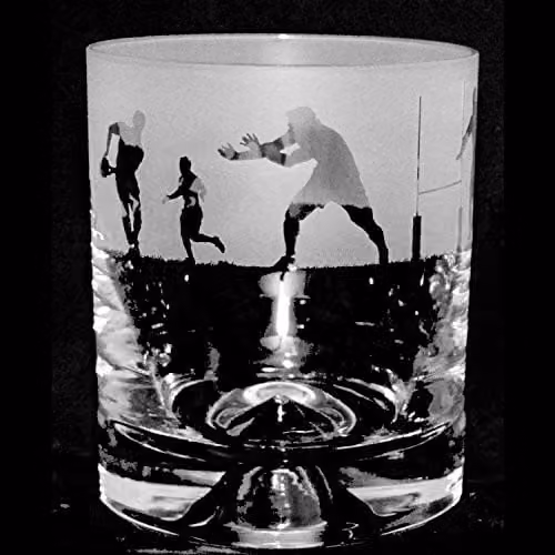 Milford Collection Animo Rugby Scene Whisky Tumbler Glass in Transparent and Multicolour – 1