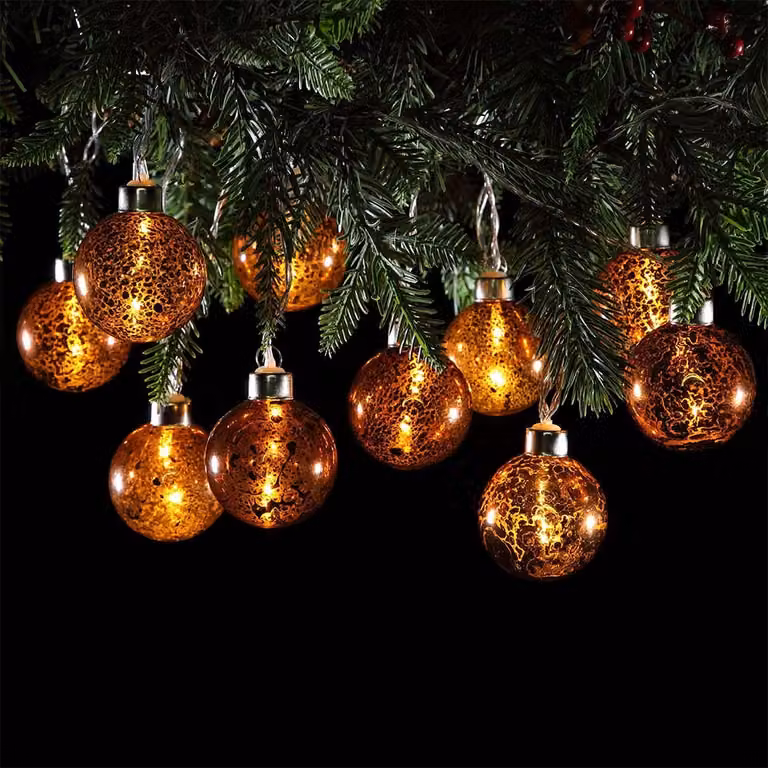Noma Copper Glass Bauble LED Christmas Garland with Warm White Lights