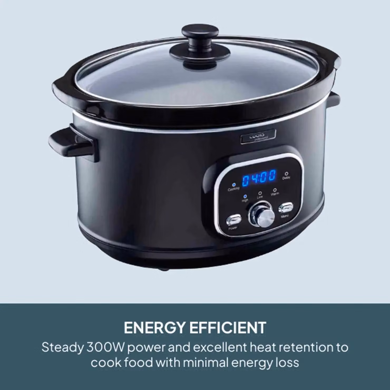 Cooks Professional 6.5L Digital Slow Cooker in Black and Gold with Removable Ceramic Bowl, Lid and Timer – 4