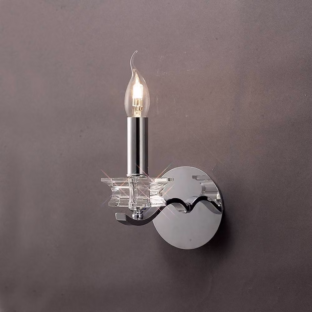 Netlighting Nydia Modern Wall Lamp with Grey Crystal and Polished Chrome Finish, E14 – 2