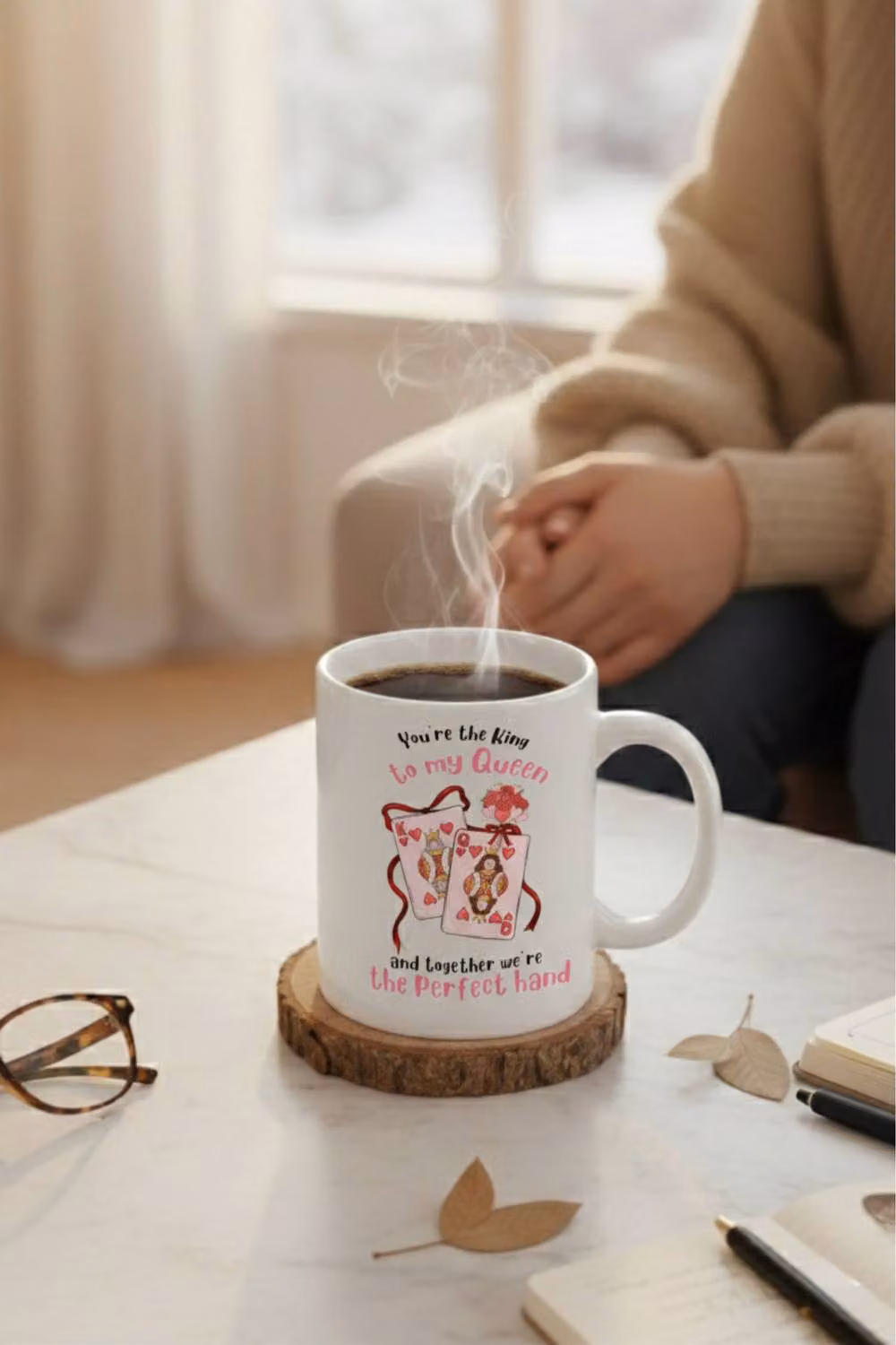 Dyzi You're The King To My Queen Printed Ceramic Mug, White – 5