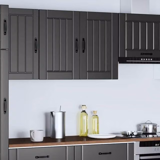 Berkfield Home Lucca Black Kitchen Wall Cabinet in Matt MDF, W/D/H: 80 x 31 x 60 cm – 1