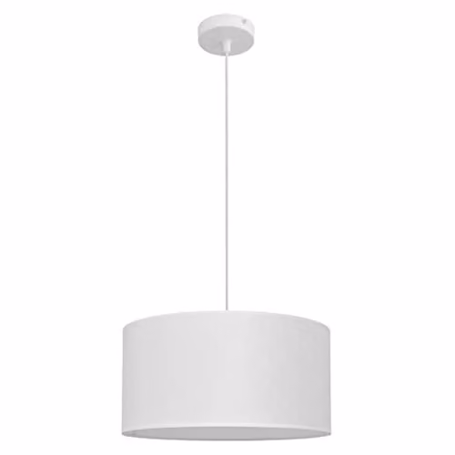 Netlighting Helam Alba Cylindrical Fabric Pendant Ceiling Light in White, Diameter: 40 cm