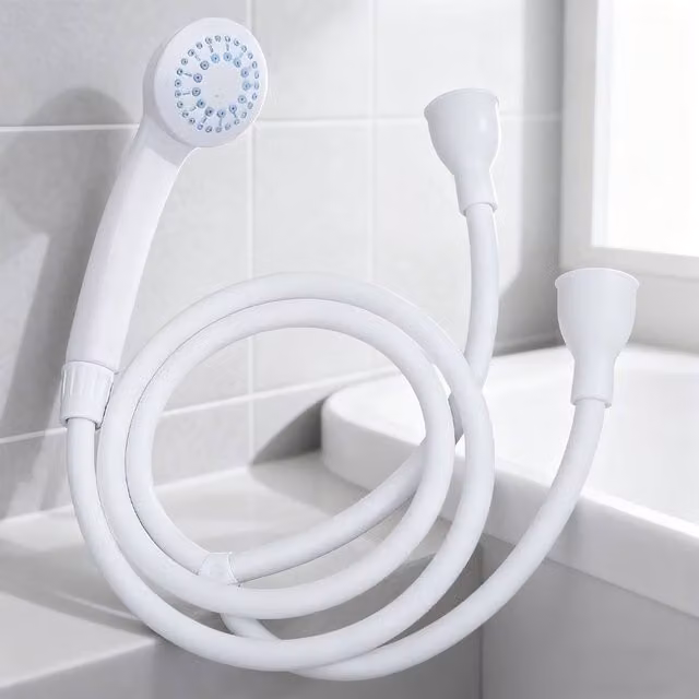 Ventryn White Matt Push On Shower Head with Hose for Bath, Sink or Hairdresser