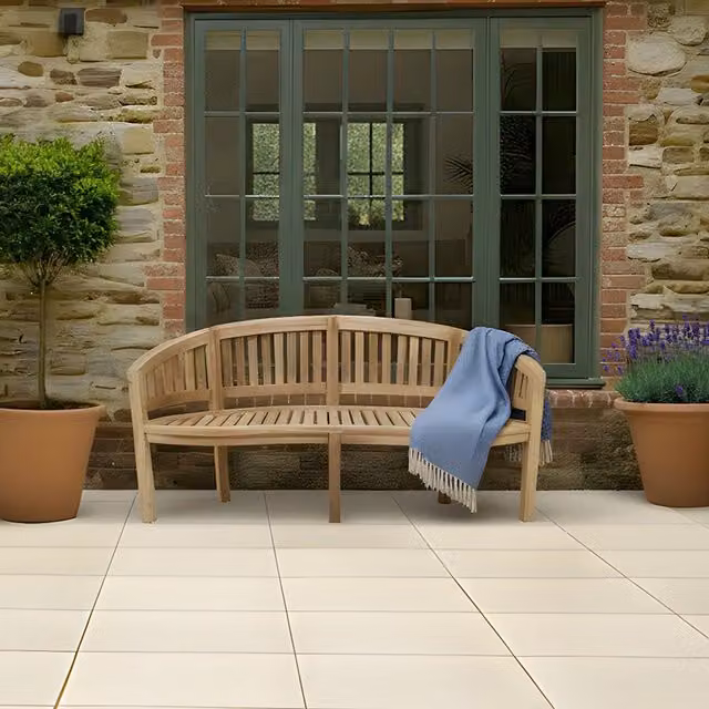 Charles Bentley San Diego 3 Seater Solid Teak Wood Garden Bench in Natural Brown