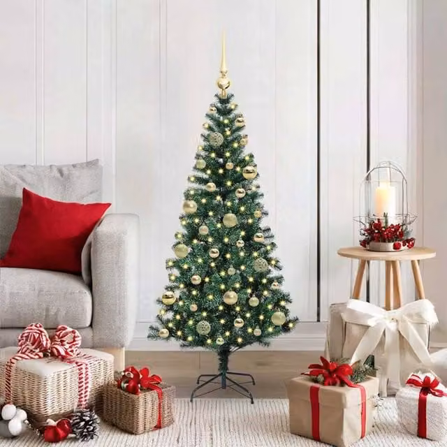 Berkfield Home Artificial Pre-lit Christmas Tree in Green, Height: 120 cm