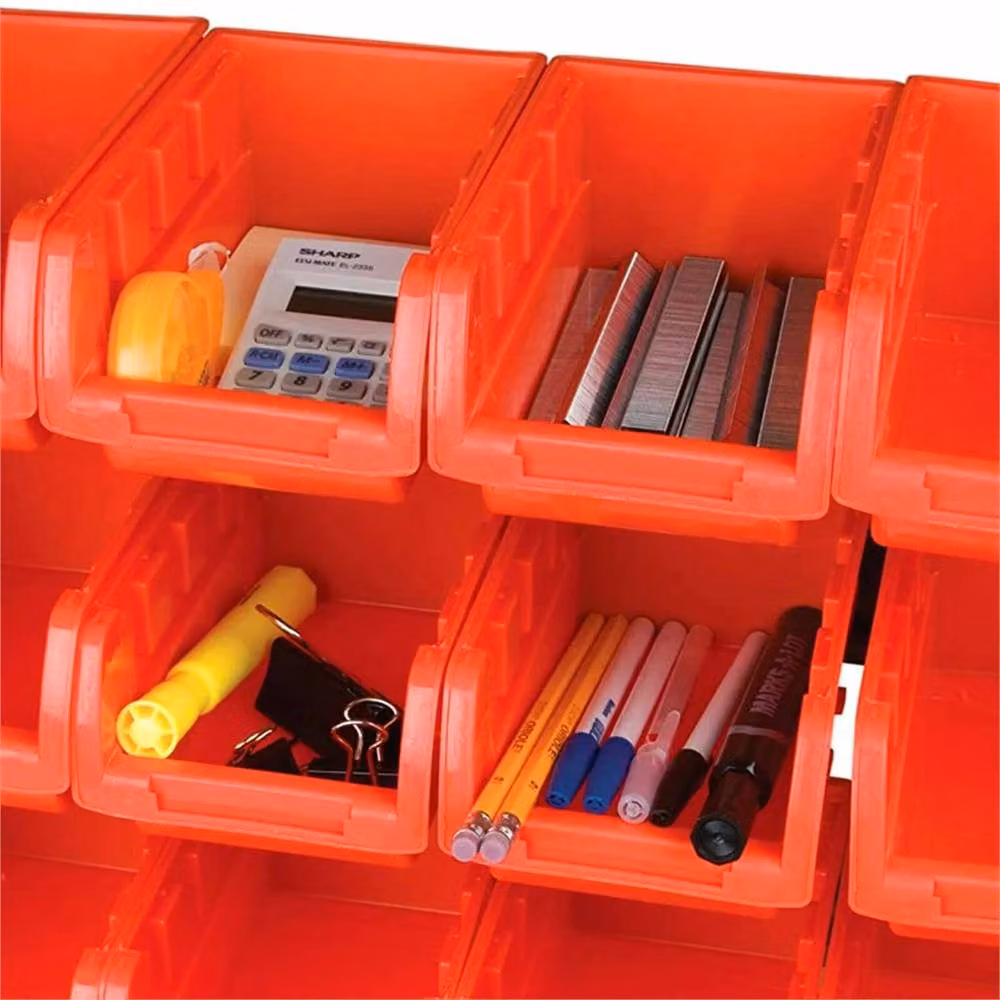 NESTLUNE 30-Piece Multicolour Wall Mounted Garage and Workshop Storage Bins, Plastic, Width: 52 cm, Height: 30 cm, Depth: 5.2 cm – 4