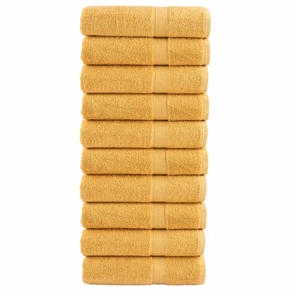 Berkfield Home SOLUND Premium Cotton Terry Shower Towels, Gold, 10 Pack, W: 70 cm, L: 140 cm, 600gsm – 2