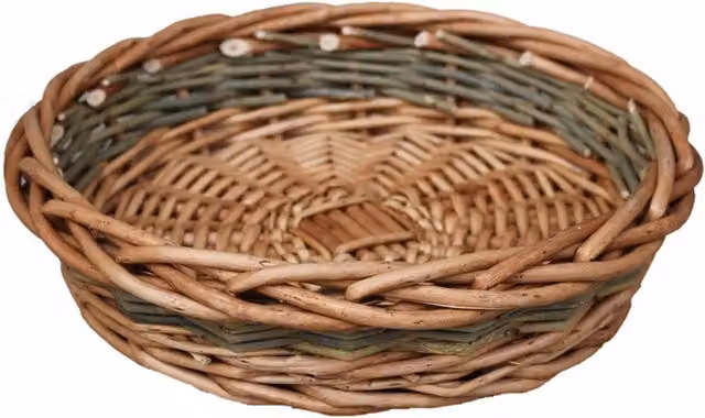 Red Wicker Round Hamper Plate in Brown, Diameter: 20 cm