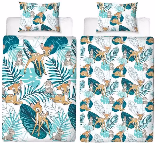 Disney Reversible Bambi Duvet Cover and Pillowcase Set in White, W: 90 cm, H: 200 cm – 1