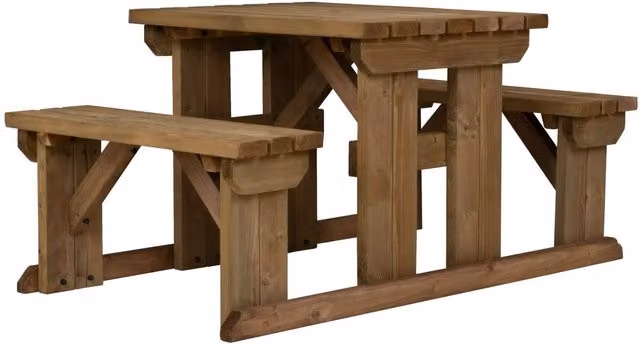 Arbor Garden Solutions Abies Wooden Picnic Bench and Table Set in Rustic Brown