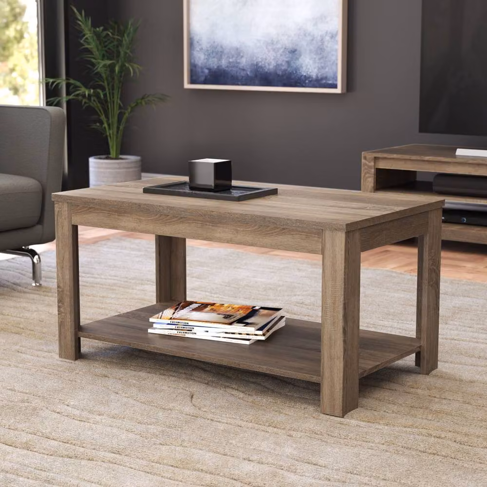 AVF Calibre Rectangular Coffee Table in Brown Wood, W: 90 cm, D: 50 cm – 3