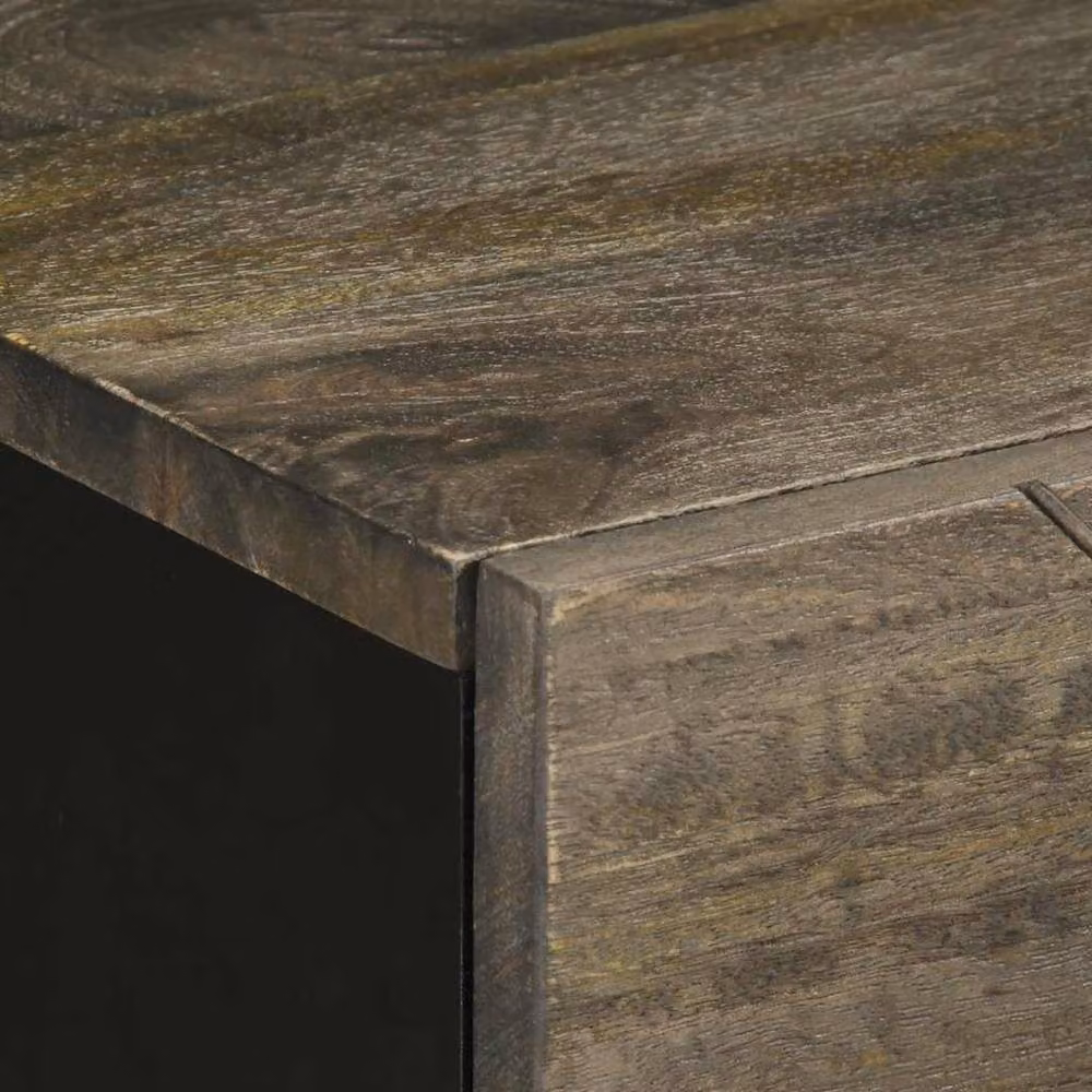 Berkfield Home Black Mango Wood Bedside Cabinet W/D/H: 50 x 33 x 60 cm – 3