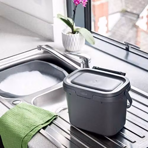 Addis Everyday Kitchen Food Waste Compost Caddy Bin, 4.5 Litre, Silver – 2