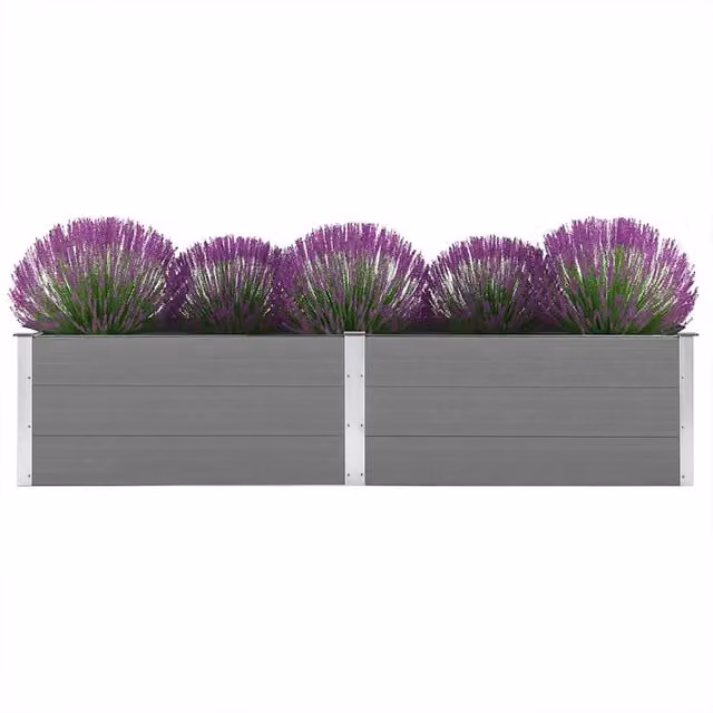 Berkfield Home Garden Grey WPC and Steel Raised Bed, W/D/H: 250 x 50 x 54 cm