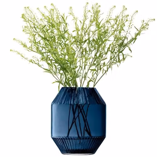 LSA International Rotunda Vase in Sapphire Blue, Handmade Mouthblown Glass, Height: 20 cm – 1