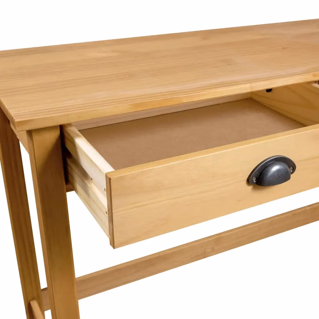 Berkfield Home Hill Console Table with 2 Drawers in Brown Solid Pine Wood, W/D/H: 110 x 45 x 74 cm – 2