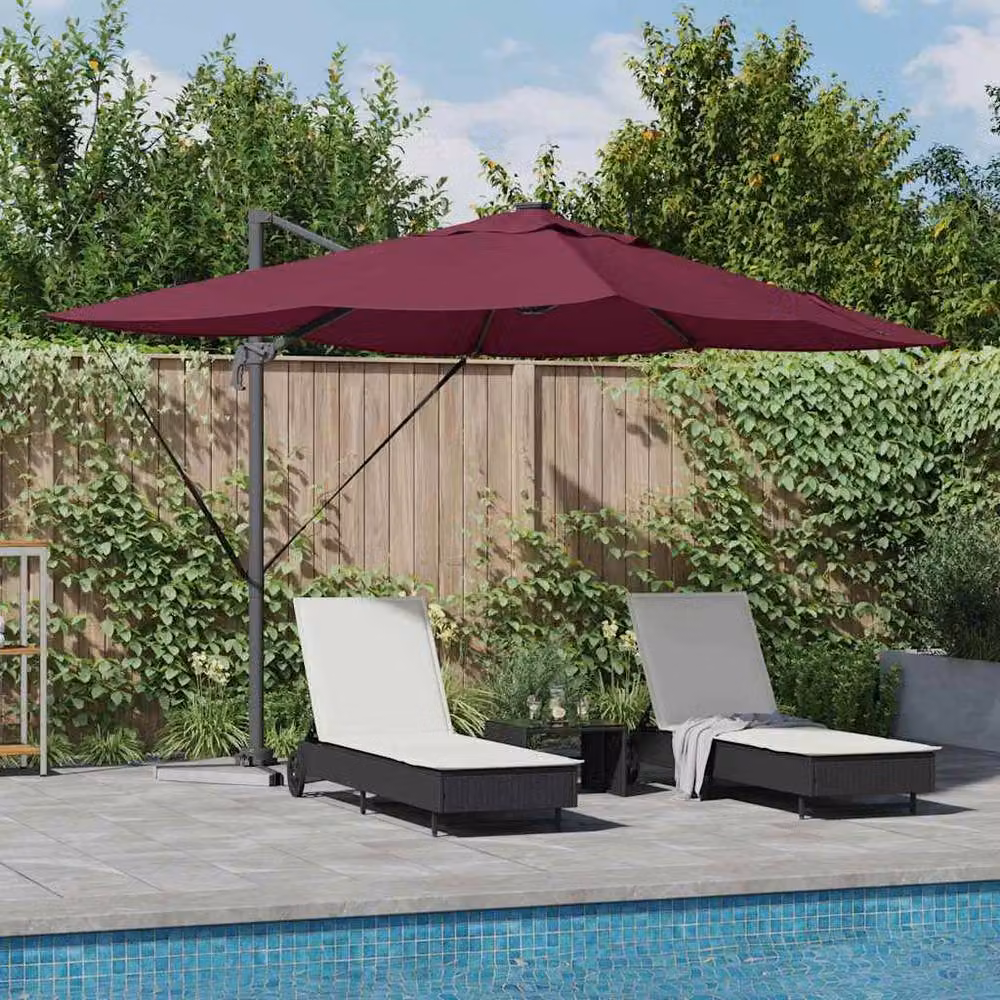 Berkfield Home Roma Cantilever Parasol with LEDs in Red, W/D/H: 352 x 251 x 265 cm – 2