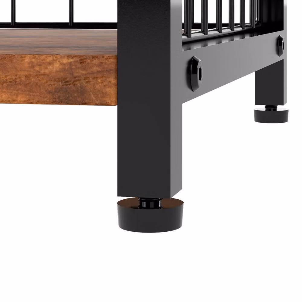 Levede 3-Tier Industrial Side Table in Brown Wood and Metal – 4