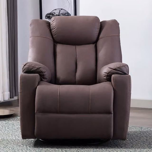 More4Homes Afton Brown Fabric Recliner Rocking Swivel Lounge Chair – 1