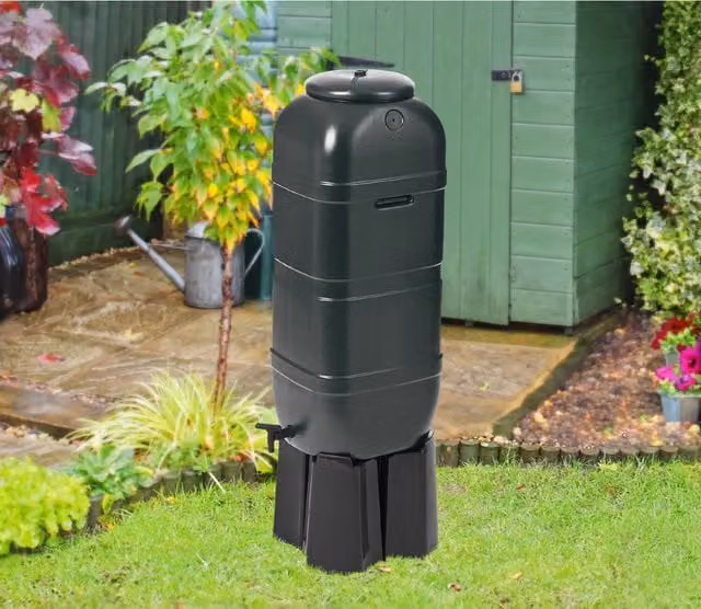 Strata 100L Slimline Black Water Butt and Stand