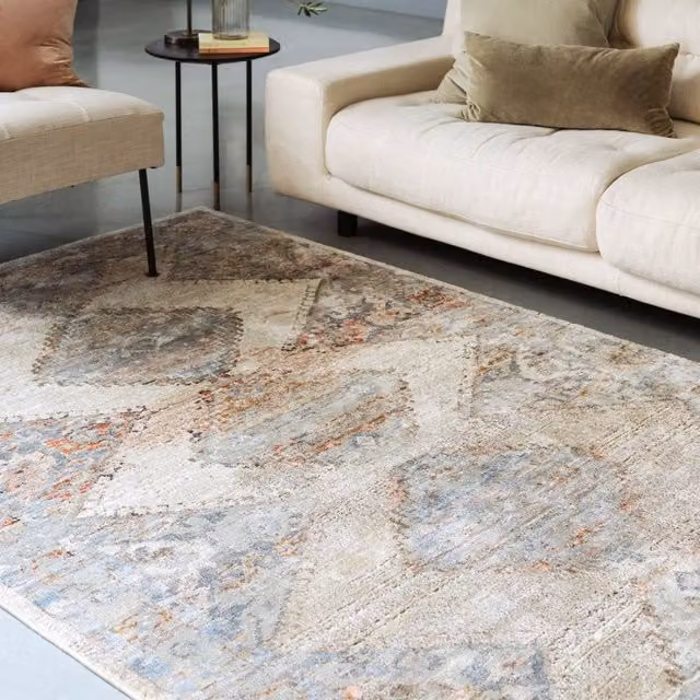 The Rug Shop UK Beige Traditional Persian Geometric Machine Woven Rug W: 195 cm, D: 290 cm