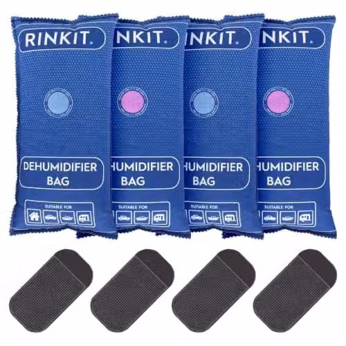 Rinkit Reusable Car Dehumidifier Bags, Blue, 1kg, 4 Pack – 1