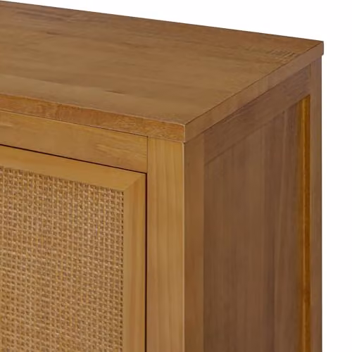 Teamson Home Hatteras Modern Wood and Rattan Accent Cabinet in Sand, W/D/H: 71 x 30.48 x 86.38 cm – 5