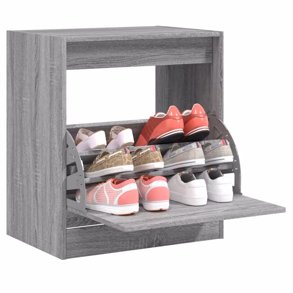 Berkfield Home Grey Sonoma Shoe Cabinet with Tilting Compartments W/D/H: 60 x 42 x 69 cm – 1