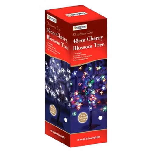 The Christmas Workshop 45cm Blossom Tree with 48 Multi-Coloured LED Lights – 3