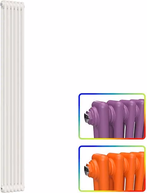 Lux Heat Vertical Coloured Column Radiator, Custom Painted RAL, Multicolour, H 180 cm x W 29 cm