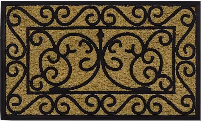 JVL Woven Coir Tuffscrape Doormat with Scroll Pattern in Beige, W: 45 cm, D: 75 cm – 7