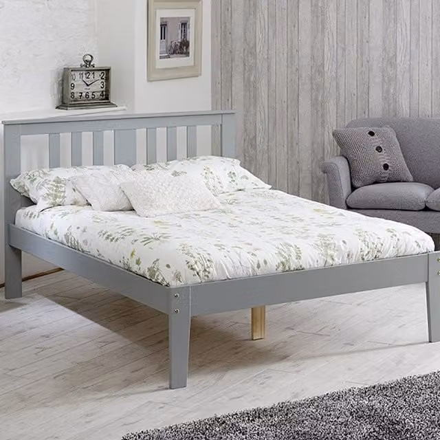 Kingston Shabby Chic Solid Wood Bed Frame by Captains TM in Grey, W/D/H: 180 x 200 cm