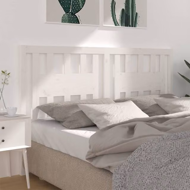 Berkfield Home White Solid Pine Wood Headboard, W/D/H: 146 x 4 x 100 cm – 1