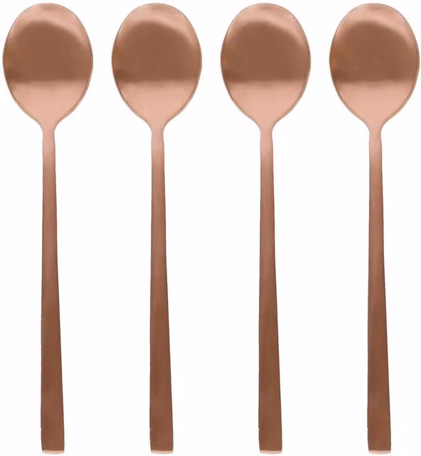 Argon Tableware Coated Stainless Steel Teaspoons in Black and Brown, Set of 4