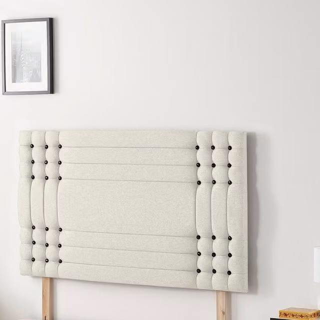 Somnior Beds Ltd Saville Plush Velvet 32 inch Upholstered Divan Headboard in Ivory Single