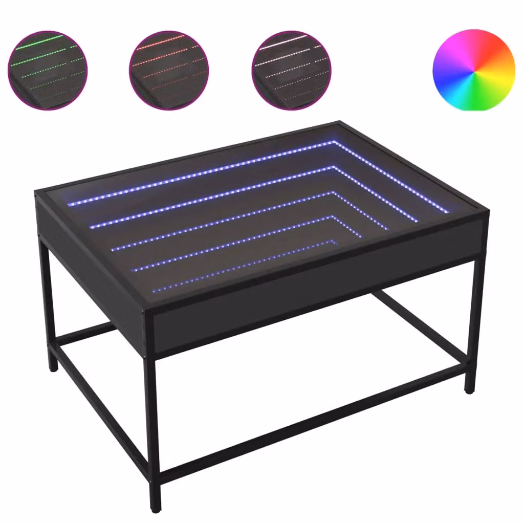 Berkfield Home Infinity LED Coffee Table in Black, W: 70 cm, D: 50 cm, H: 41 cm – 2