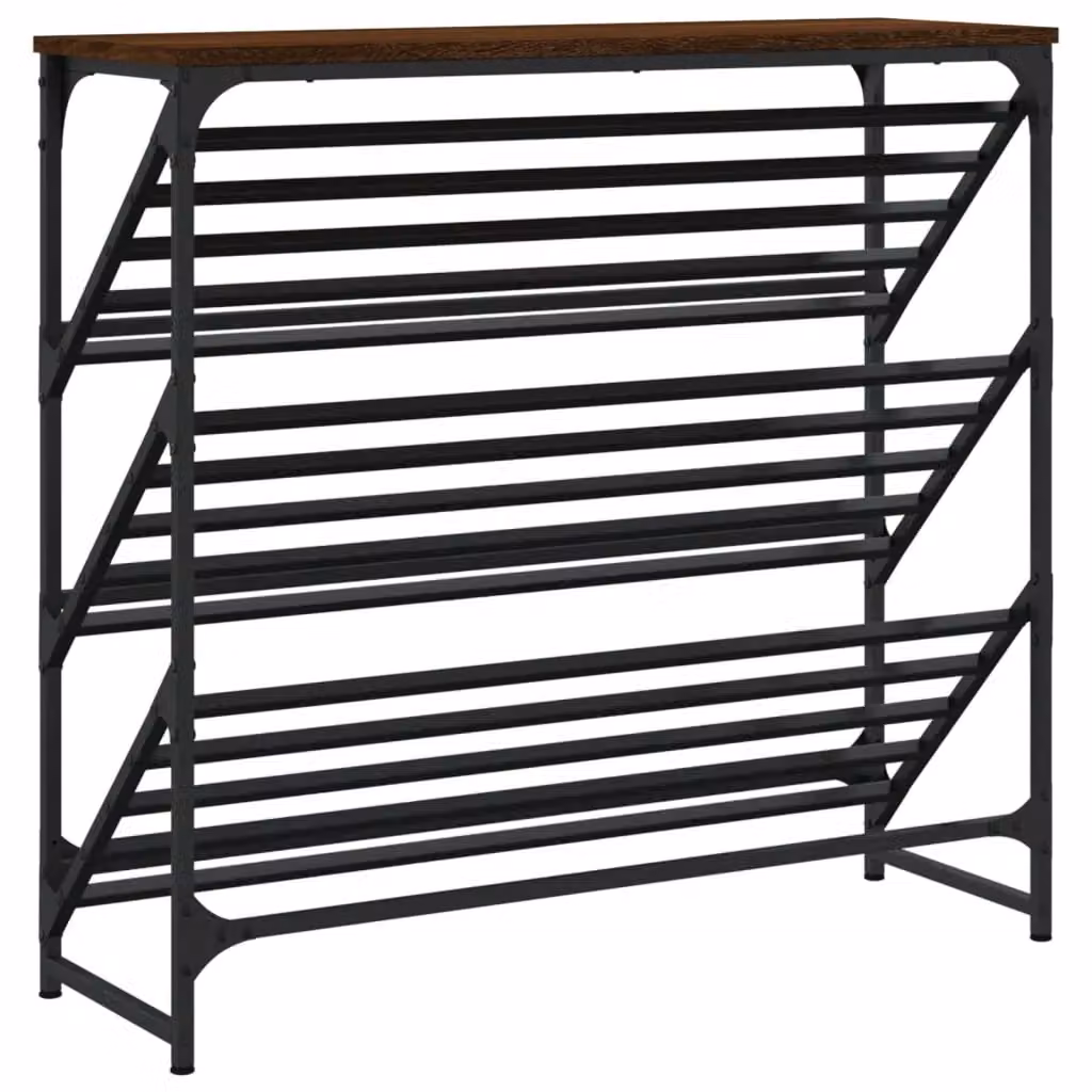 Berkfield Home Classic Shoe Rack in Brown Oak, W/D/H: 90 x 30 x 85 cm – 5